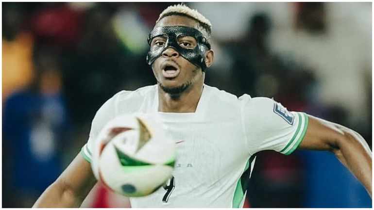 Nigeria's hero Victor Osimhen sporting his heroic mask!