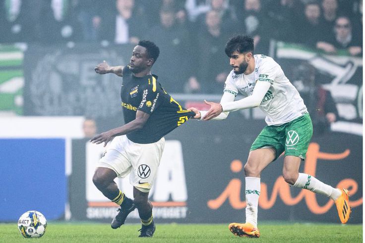 Erick Ouma in action against Norrkoping.