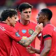Manchester United's Victor Lindelof, Harry Maguire and Anthony Martial.