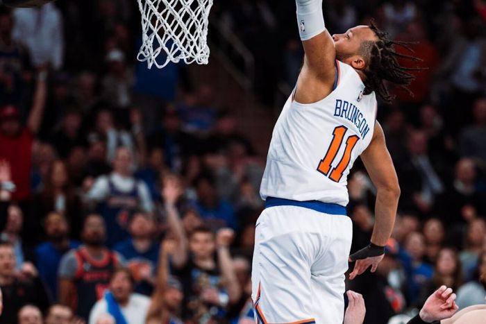 The Knicks were led to their first home playoff victory in three years by young point guard Jalen Brunson.