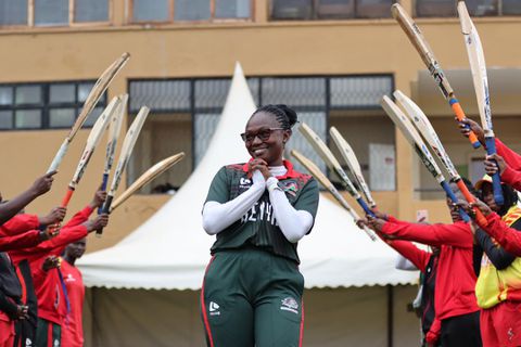 Kenya captain Sharon Juma hangs her bat