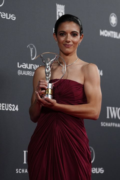 Aitana Bonmati, football player of Spain and FC Barcelona, Barca Laureus world sportswoman of the year with the trophy during Laureus World Sports Awards 2024 at Palacio De Cibeles on April 22, 2024 in Madrid \\ Image credit: Imago