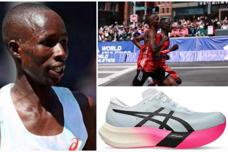 John Korir edged out Alphonce Simbu and Cybrian Kotut donning the    Asics Metaspeed Sky Paris.