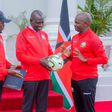 President William Ruto, Sports CS Ababu Namwamba and FKF president Nick Mwendwa.