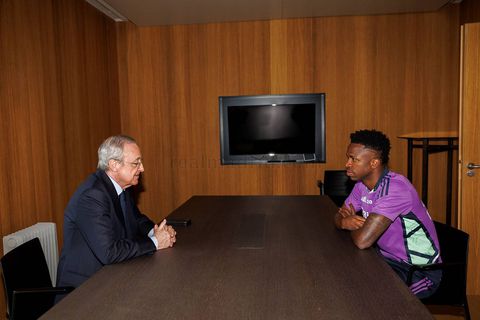 Real Madrid President Florentino Perez meets with Vinicius Junior after racism incident