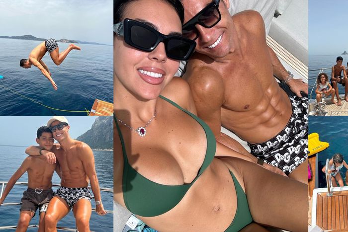 In Sardinia, Ronaldo relaxed on his yacht with his family as he celebrated setting yet another record.