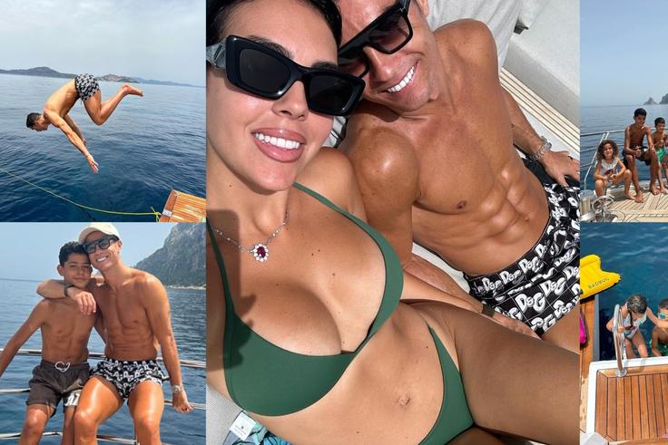 In Sardinia, Ronaldo relaxed on his yacht with his family as he celebrated setting yet another record.