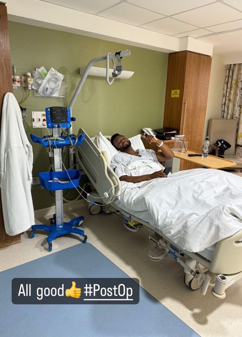 Mikel Obi in his hospital bed.