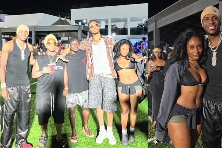 Back in Nigeria on break, Super Eagles star Victor Osimhen hugs Afrobeats sensation Bloody Civilian in a linkup.