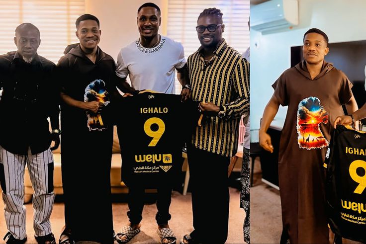Football and faith mix as Super Eagles legend Odion Ighalo gifts Pastor Jerry Eze a jersey.