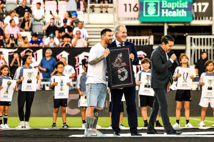 Inter Miami presented Lionel Messi with a montage to commemorate his recent career milestone | Image credit: Imago