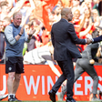 Manchester City s manager Josep Pep Guardiola (L) shakes hands with Manchester United s manager Erik ten Hag after the FA Cup Final between Manchester City FC and Manchester United FC at Wembley Stadium. (Photo by David Rawcliffe/Propaganda)