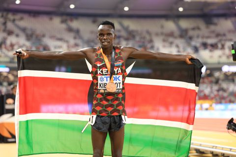 Abraham Kibiwott recovers from nasty fall to take 3000m steeplechase Bronze behind El Bakkali and Girma