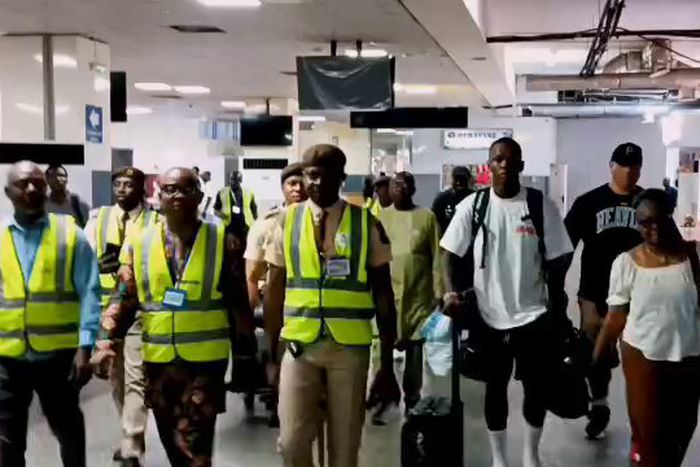 Nigeria Stylebender Israel Adesanya arrives in Lagos with his Parents after a loss at UFC 305 to South African Dricus Du Plessis.