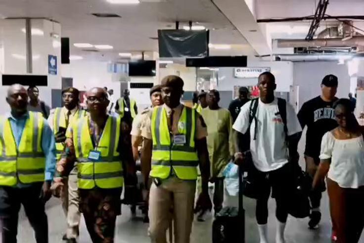 Nigeria Stylebender Israel Adesanya arrives in Lagos with his Parents after a loss at UFC 305 to South African Dricus Du Plessis.