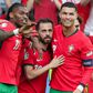 Rafael Leao alongside Portugal teammates Bernardo Silva and Cristiano Ronaldo | Imago