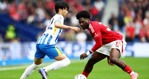 10-man Nottingham Forest survive costly Aina mistake to draw at Brighton