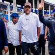 Governor Alex Otti (left) and Nwankwo Kanu at the Enyimba Stadium. (Photo Credit: Otti/Facebook)