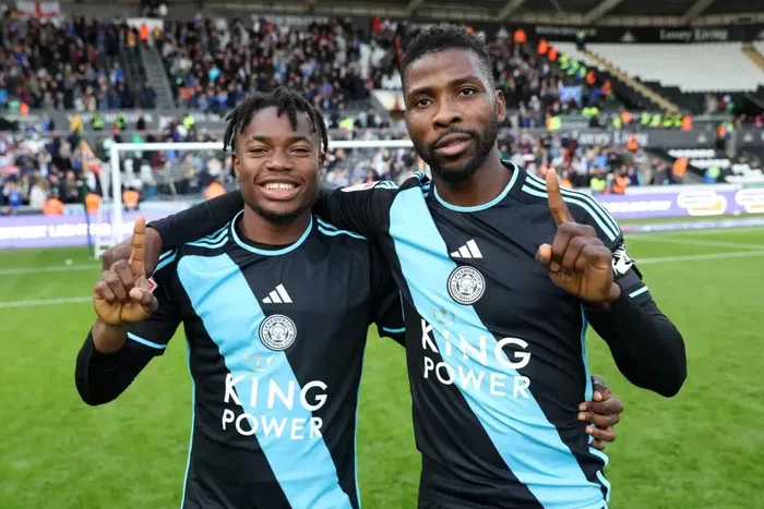 Leicester City stars Issahaku Fatawu and Kelechi Iheanacho || Image via @LCFC on Instagram