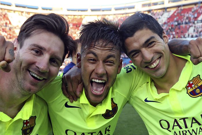 Barcelona legends Luis Suarez, Neymar and Lionel Messi