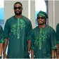 Super Eagles wearing custom-made green native attire. || X