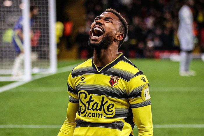 Emmanuel Dennis celebrating a goal for Watford || Image credit: imago