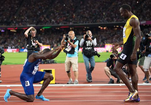 Justin Gatlin beating Usain Bolt