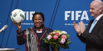 FIFA Secretary General Samoura reacts as Women's World Cup gets 32 participants