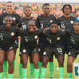 Nigeria Super Falcons line up against Cameroon in Duoala.