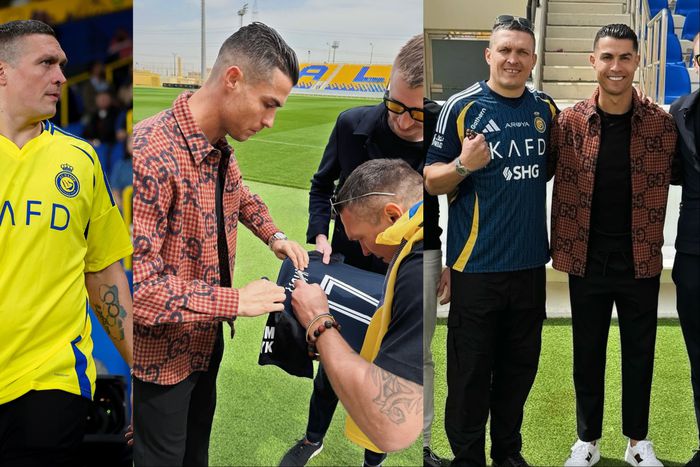 At the Bivol vs Beterbiev rematch in Saudi Arabia, Al Nassr star Cristiano Ronaldo teamed up with heavyweight champion Oleksandr Usyk.