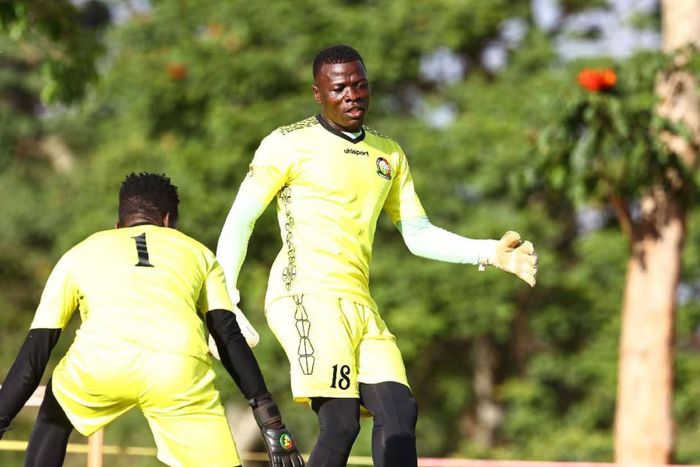 Kenya Police’s Patrick Matasi training with Harambee Stars teammates.