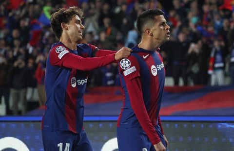 Joao Felix and Joao Cancelo celebrating a goal for Barcelona || Image credit: Imago