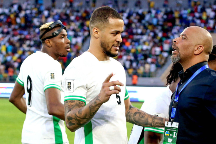 William Paul Troost-Ekong and Coach Eric Chelle of Nigeria during the Men FIFA World Cup, WM, Weltmeisterschaft, Fussball qualifiers match between Rwanda and Nigeria at Amahoro Stadium on March 21, 2025 in Rwanda. Photo by Kabiru Abubakar