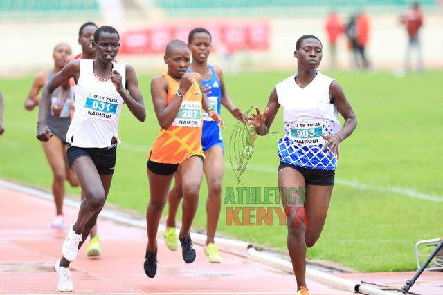 Junior athletes in action during the Africa Under 18/20 championships trials