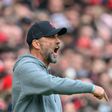 Jurgen Klopp gestures during Liverpool match against Nottingham Forest.