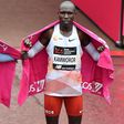 Kelvin Kiptum and Geoffrey Kamworor after winning 2023 London marathon.