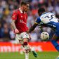 Manchester United’s Antony (left) and Brighton and Hove Albion’s Pervis Estupinan during their FA Cup semi-final on Sunday.
