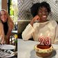 Super Falcons of Nigeria star Toni Payne celebrates 29th birthday with cake.