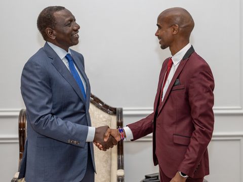 President William Ruto meets British running icon Mo Farah at State House