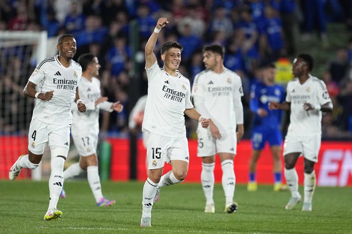April 23, 2025, Getafe, Madrid, SPAIN: Arda Guler of Real Madrid celebrates a goal during the Spanish League, LaLiga EA Sports, football match played between Getafe CF and Real Madrid || Image credit: Imago