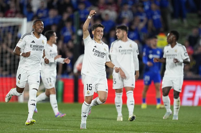April 23, 2025, Getafe, Madrid, SPAIN: Arda Guler of Real Madrid celebrates a goal during the Spanish League, LaLiga EA Sports, football match played between Getafe CF and Real Madrid || Image credit: Imago
