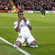 Vinicius Jr. celebrates his goal for Madrid