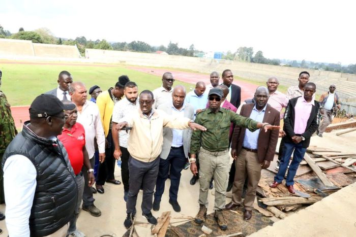 Ababu Namwamba tours Kipchoge Keino Stadium in Eldoret.