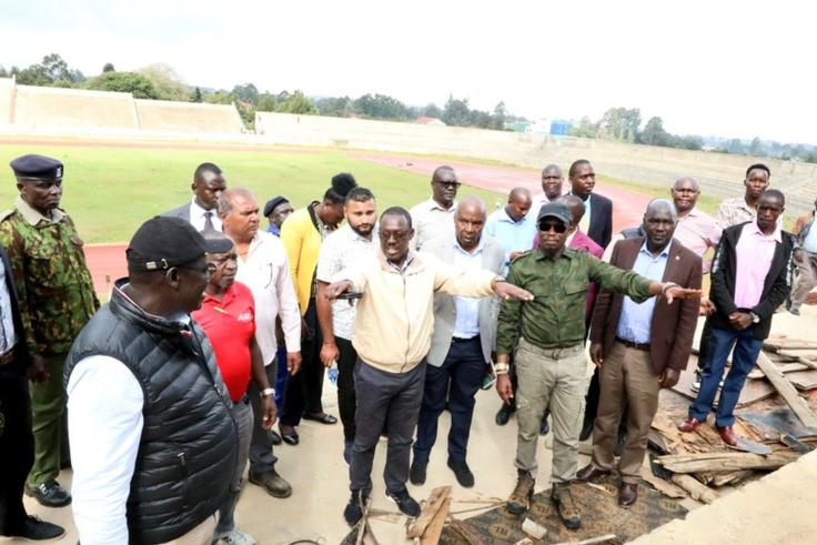 Ababu Namwamba tours Kipchoge Keino Stadium in Eldoret.