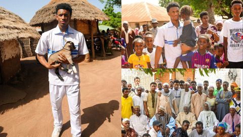 Alejandro Balde: Barcelona star celebrates visit to Guinea-Bissau with baby goat