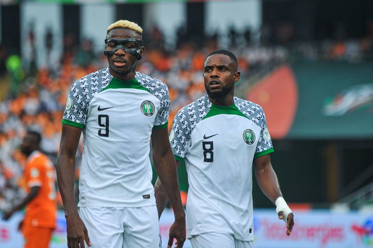 Victor Osimhen and Frank Onyeka of Nigeria during the TotalEnergies Caf Africa Cup of Nations (Afcon 2023) match between Cote D Ivoire and Nigeria at Stade D Ebimpe on January 18, 2024 in Abidjan, Cote d Ivoire. Photo by Segun Ogunfeyitimi