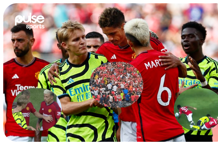 Arsenal and Manchester fans get into a fight