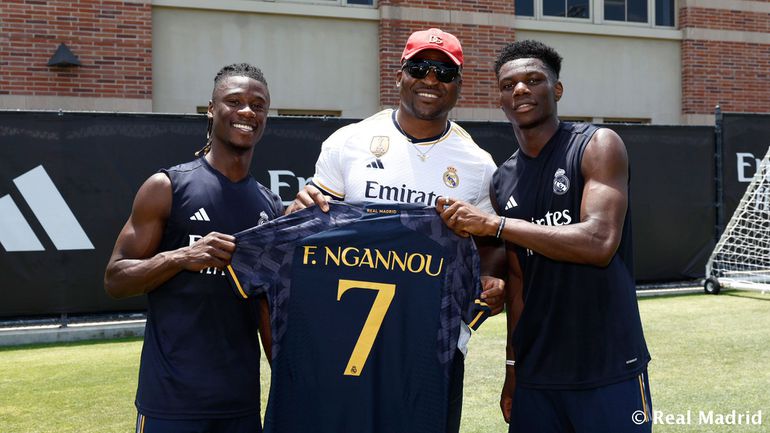 Ngannou teamed up with the Real Madrid stars after meeting France football captain Kylian Mbappe in Cameroon.
