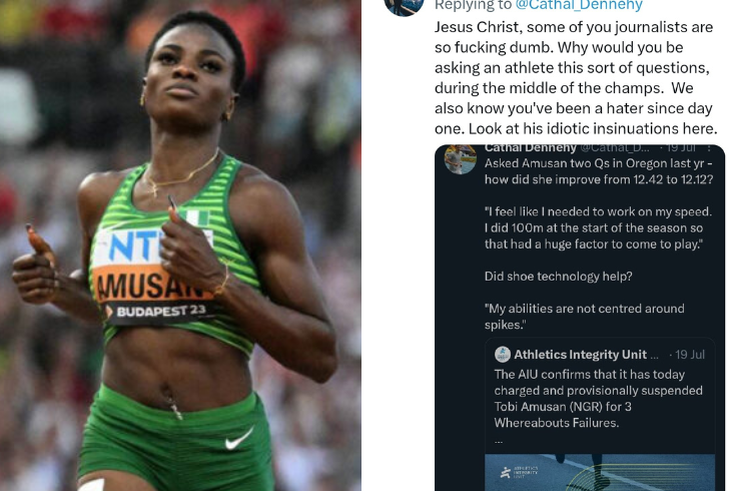 Nigerians blast Oyinbo journalist who tried to bully Tobi Amusan with ADRV questions