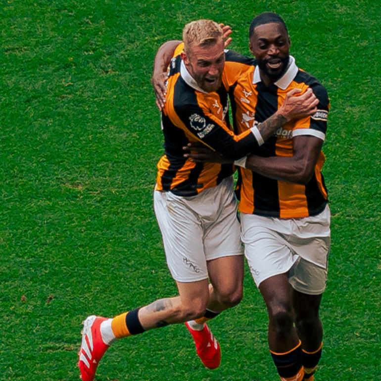 Ajayi (right) and Oli McBurnie celebrate the goal.
